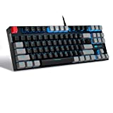 MageGee 75% Mechanical Gaming Keyboard with Red Switch, LED Blue Backlit Keyboard, 87 Keys Compact TKL Wired Computer Keyboard for Windows Laptop PC Gamer - Black/Grey