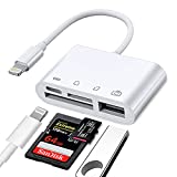 SD Card Reader for iPhone iPad with Lightning Ports, Portable Memory Card Reader with Fast Charging Port, Trail Game Camera Card Viewer Adapter, Plug and Play