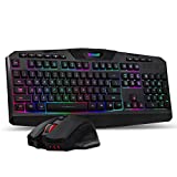 Redragon S101 Wireless Gaming Keyboard and Mouse Combo, RGB LED Backlit Keyboard, and Red Illuminated Mouse for Windows PC Gamer