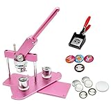 ChiButtons (KIT) 25mm (1") Pro Badge Machine Button Maker-B400 + Mould + 500 Parts + Handling Cutter Metric System (Pink)