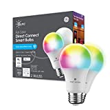 GE CYNC Smart LED Light Bulbs, Color Changing Lights, Bluetooth and Wi-Fi Lights, Works with Alexa and Google Home, A19 Light Bulbs, 2 count (Pack of 1)