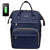 LOVEVOOK Laptop Backpack Women Teacher Backpack Nurse Bags, 15.6 Inch Womens Work Backpack Purse Waterproof Anti-theft Travel Back Pack with USB Charging Port (Navy Blue)
