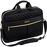 Womens Laptop Bag, Bonioka 15.6-Inch Laptop & Tablet Briefcase for Women, Quilted Office Laptop Case Computer Book Bag for Business Work Travel, Black