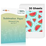 HTVRONT Sublimation Paper 8.5 x 11 inches - 30 Sheets Sublimation Transfer Paper Compatible with Inkjet Printer, Easy to Transfer 120 gsm Sublimination Paper for tumblers, T-shirts, Mugs