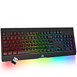 KLIM Rival Wireless Gaming Keyboard RGB US Layout - New 2022 + Slim, Durable, Ergonomic, Quiet, Silent Soft Sound Keys, 25 Anti-Ghosting + RGB Backlit Wireless Keyboard Gaming for Laptop PC/Mac