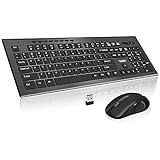 TNBIU Wireless Keyboard and Mouse Combo, 5 Level DPI Adjustable Wireless Mouse and 2.4GHz Computer Keyboard, 112 Keys / Silent Keyboard, Independent On/Off Switch, Num/Caps/Power Indicator, Black