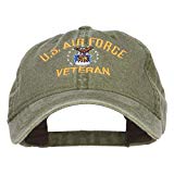 e4Hats.com US Air Force Veteran Military Embroidered Washed Cap - Olive OSFM