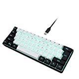 Snpurdiri 60% Wired Gaming Keyboard, RGB Backlit Ultra-Compact Mini Keyboard, Waterproof Small Compact 61 Keys Keyboard for PC/Mac Gamer, Typist, Travel, Easy to Carry on Business Trip(Black-White)