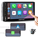 Double Din Car Stereo Radio Audio Receiver Compatible with Apple Carplay, Android Auto, Mirror Link, 7 Inch Full Touchscreen Car Stereo, Backup Camera, Bluetooth, USB/TF/AUX Port, A/V Input, FM/AM