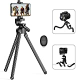 Phone Tripod, Portable Cell Phone Camera Tripod Stand with Remote, Flexible Tripod Stand for Selfies/Vlogging/Streaming/Photography Compatible with All Cell Phone, Sports Camera GoPro(Upgraded)