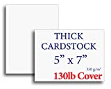 Extra Heavy Duty 130lb Cover Cardstock - 5' x 7' Bright White - 350gsm 17pt Thick Paper - Index, Flash & Post Card Stock - 40 Pack