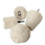 MATCEE Polishing Wheel for Drill Buffing Pad Wheel Kit 4Pcs White Flannelette Polishing Mop Wheel Grinding Head Polisher Tool with 1/4'' Hex Shafts for Manifold Aluminum Stainless Steel Chrome