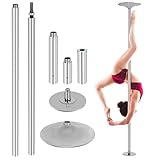 Professional Stripper Pole Heavy-Duty Max Load 440 LB Stripper Pole Spinning Portable Removable 45mm Pole Dancing Pole for Home for Exercise Club Party 7.2-9 ft Height Adjudtable & Silver