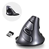 DELUX Rechargeable Ergonomic Wireless Ergonomic Mouse Silent, 1600DPI, Reduce Hand and Wrist Pain, Vertical Mouse with USB Receiver and BT 5.0 , 6 Buttons and Removable Palm Rest (M618G DB-Black)