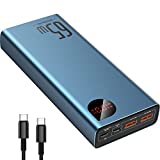 Baseus Power Bank, 65W 20000mAh Laptop Portable Charger, Fast Charging USB C 4-Port PD3.0 Battery Pack for MacBook Dell XPS IPad iPhone 14/13/12 Pro Mini Samsung Switch