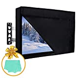 Outdoor TV Cover with Openable Front Flap for Watching TV, Convenient Use without Remove, Durable TV Cover with Free Cleaning Cloth (55-58 inch,Black)