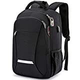 Backpack for Men,Travel Laptop Backpack with USB Charging/Headphone Port,Durable Water Resistant College School Backpack Laptop Bag for Women Fits 15.6 Inch Computer and Notebook,Black