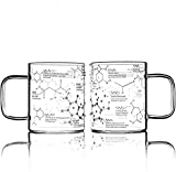 Greenline Goods Glass Coffee Mug - 16 oz Tumbler Science of Coffee Glass (Set of 2) - Etched with Coffee Chemistry Molecules