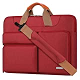 Lacdo 15.6 Inch 360° Protective Laptop Shoulder Bag Sleeve Case for 15.6' Acer Aspire, Predator, Dell Inspiron, ZenBook 15 VivoBook, HP Pavilion, Lenovo IdeaPad 330, ThinkPad E590 Computer Bag, Red