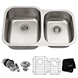 Kraus KBU24 32 inch Undermount 60/40 Double Bowl 16 gauge Stainless Steel Kitchen Sink