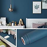 Livelynine Peel and Stick Wallpaper Blue Teal Contact Paper for Cabinets Walls Desk Navy Blue Wallpaper Bedroom Kids Removable Self Adhesive Bulletin Board Paper Roll for Classroom School 15.8x78.8'