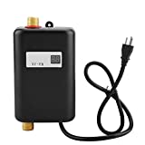 Krisy Hot Water Heater,110V 3000W Mini Electric Tankless Instant Hot Water Heater Bathroom Kitchen Washing (US Plug)(Black)