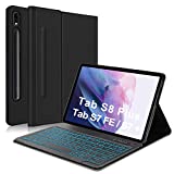 Samsung Galaxy Tab S8+/S7 FE/S7 Plus Case with Keyboard 12.4 inch, Detachable Bluetooth Backlit Keyboard, Slim Smart Cover with S Pen Holder for Galaxy S8+ 2022/S7 FE 2021/S7 Plus 2020 Tablet, Black