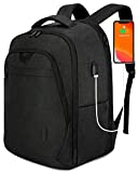 BAGSMART Laptop Backpack for Men Women Travel Backpack with USB Charging Port fits 17.3 Inch Computer Expandable School Backpack Large Bookbag for College Work Business Trip,Black