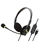 Tmtop Computer Headset with USB Microphone Noise Cancelling,On Ear Headphone with Mic Switch Volume Control for Desktop PC Laptop Online Class Call Center Meeting