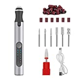 CGBE Electric Nail Drill Kit,Rechargeable Cordless Professional Nail File Machine,Portable Pedicure Polishing Shape Tools with Ceramic Nail Drill Bits Set for Acrylic Nails (Sliver)