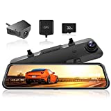 WOLFBOX G840H 12' 2.5K Mirror Dash Cam with Full Touch Screen, Waterproof Backup Camera Rear View Mirror Camera, Dual Driving Recorder Front and Rear for Car, Parking Assist, 32GB TF Card & GPS