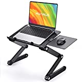 HUANUO Adjustable Laptop Stand, Laptop Desk for up to 15.6' Laptops, Portable Laptop Table Stand with 2 CPU Fans, Detachable Mouse Pad, Ergonomic Lap Desk for Laptop, TV Bed Tray, Standing Desk