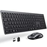 Wireless Keyboard Mouse Combo, Compact Quiet Full Size Keyboard with Numeric Keypad 2.4ghz Ultra-Thin Design for Laptop Windows Computer Desktop Mac PC Notebook