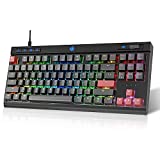 STOGA Mechanical Gaming Keyboard,87 Keys Wired Gaming Keyboard,LED Rainbow Backlit Keyboard with Blue Switches for Windows/MAC/Gaming PC(Black)