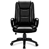 OFIKA Home Office Chair, Heavy Duty Design, Ergonomic High Back Cushion Lumbar Back Support, Computer Desk Chair, Big and Tall Chair, Adjustable Executive Leather Chair with Armrest (Black)