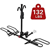 SIMETU&HS Bike Rack Hitch Carrier for Car Truck SUV，66 lbs/Bike Heavy Weight Capacity - Tray Style Smart Tilting Design (2-Bike Carrier)