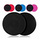 Alisun Exercise Sliders for Carpet or Hardwood [2020 Upgrade]-Dual Sided Core Sliders for Ab Workouts-Powerful and Portable Fitness Gliders Discs for Women/Man at Home or Gym (2Pack) (black)