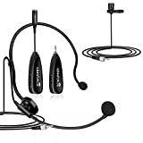 Wireless Microphone System, KIMAFUN 2.4G Wireless Headset and Lavalier Lapel Microphones for iPhone, Android Phone, Laptop and Speaker, Designed for Teaching, Recording, Vlog, Broadcast, G102-3