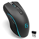 Wireless Gaming Mouse, VEGCOO C8 Silent Click Wireless Rechargeable Gaming Mouse with Colorful LED Lights and 2400/1600/1000 DPI for Laptop and Computer (C21 Black)
