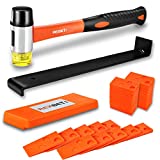 REXBETI 43-Piece Laminate Wood Flooring Installation Kit with 40 Spacers, Tapping Block, Heavy Duty Pull Bar and Diameter 1 3/8' High-Strength Fiberglass Handle Mallet, Non Slip Soft Grip