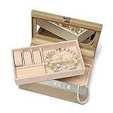 Solid Steel Jewelry Safe Box for Storage，Digital Combination Lock Jewelry Organizer Security Safe Cabinet for Home Office, Khaki