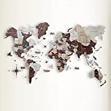 3D Wood World Map – 3D Wall Decor with Wood Map of the World – Easy Installation with Double Sided Tape – Includes Add-Ons – Premium Durable Plywood – Ideal for Home and Office Decor (M Basic, Cappuccino)