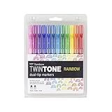 Tombow 61526 TwinTone Marker Set, Rainbow, 12-Pack. Double-Sided Markers Perfect for Planners, Journals, Doodling, and More!