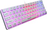 DGG 60% Wired Gaming Keyboard,RGB Backlit Ultra-Compact Mini Keyboard,Waterproof Mini Compact 61 Keys Keyboard, for PC/Mac Gamer, Typist, Travel, Easy to Carry on Business Trip,White
