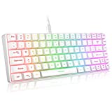 RedThunder K84 Mini Gaming Keyboard, 75% Ultra-Compact TKL Mechanical Feel Wired Keyboard with RGB LED Lighting Effects for PC/MAC/PS4/PS5/XBOX Gamer (White)