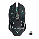 Wireless USB Mouse Rechargeable 2.4G Rainbow LED Backlit 7 Button Multi DPI Nano Receiver for PC Laptop TV Compatible with Window PS 4 5 Switch Xbox one