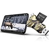 Dankent Trail Camera Viewer SD Card Reader - 4 in 1 SD and Micro SD Memory Card Reader to View Hunting Game Camera Photos or Videos on Smartphone, Camouflage, Multicolor