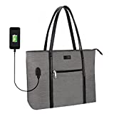 Laptop Tote Bag, Women Work Bag 15.6 Inch Laptop Bag with USB Charging Port Teacher Bag Computer Bag Professional Handbag Waterproof Shoulder Bag Satchel Purse