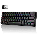 60% Wireless Mechanical Keyboard, 2.4G/Type-C/Bluetooth Keyboard with RGB Backlit, Clicky Blue Switch, 61 Keys Mini Office Wired Gaming Keyboard for iPad Mac Windows Xbox Gamer, Easy to Carry on Trip