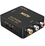 RCA to HDMI, GANA 1080P Mini RCA Composite CVBS AV to HDMI Video Audio Converter Adapter Supporting PAL/NTSC with USB Charge Cable for PC Laptop Xbox PS4 PS3 TV STB VHS VCR Camera DVD (Black Gold)